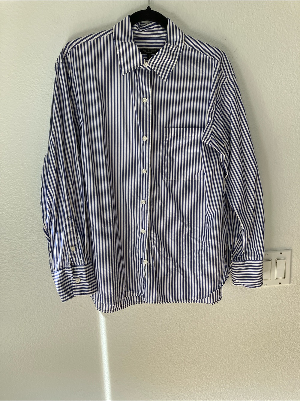 Rag & Bone Connie Poplin Shirt Blue Striped Medium - Picture 6 of 8
